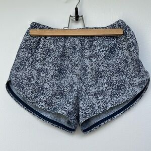 Outdoor Voices blue and white pattern athletic shorts with build in elastic - S